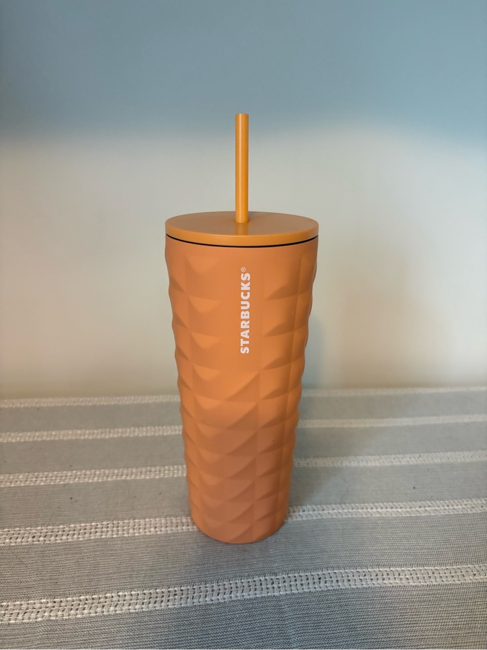 Starbucks Orange Geometric Textured Tumbler with Straw